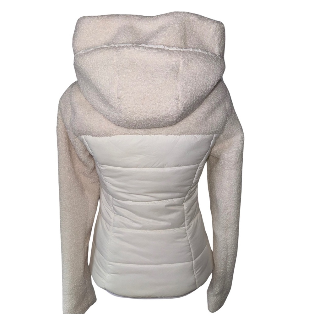 Soia & Kyo Cream Off White Fitted Hooded Lightweight Puffer Coat - Picture 3 of 4
